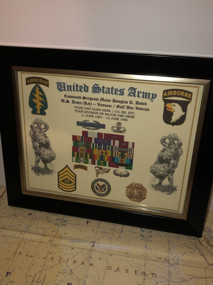 U.S. ARMY - COMMAND SERGEANT MAJOR E-9 / VETERAN RIBBON RACK PRINT w/AWARDS