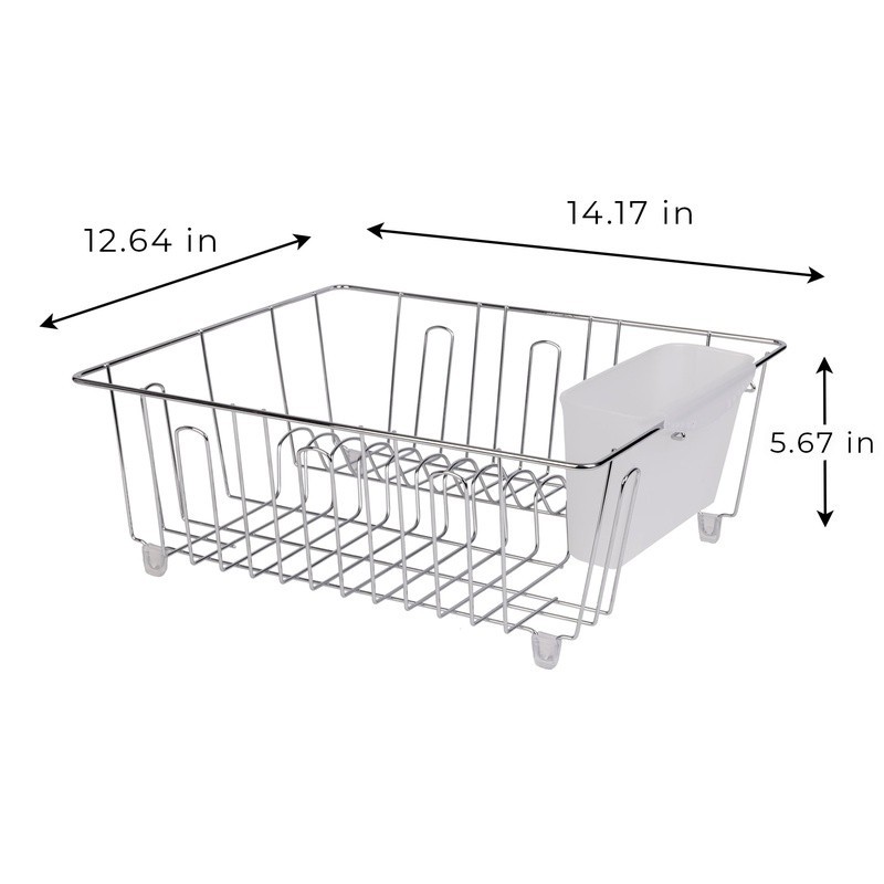 Small Dish Drainer W/ Cutlery Cup Kitchen Drying Rack Organizer Countertop New