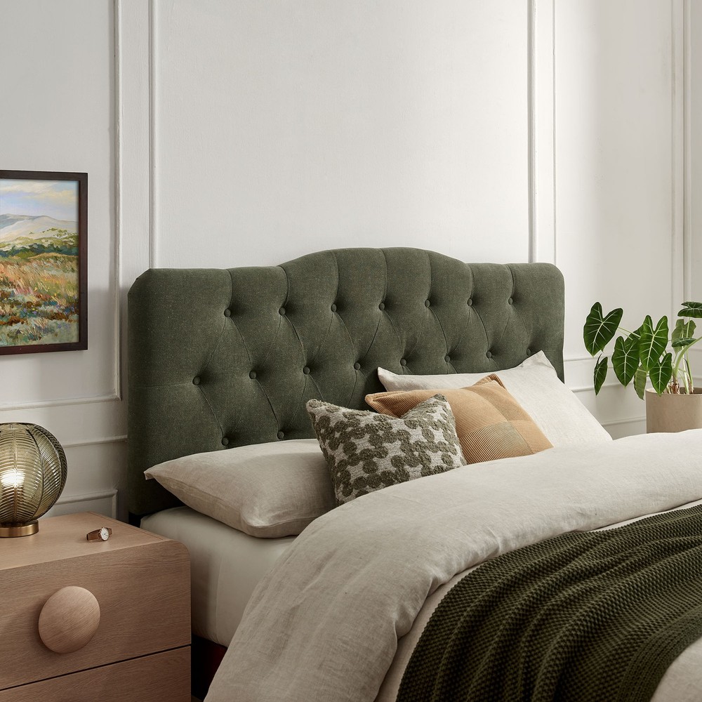 Annabel Premium Linen Blend Full Headboard in Sage