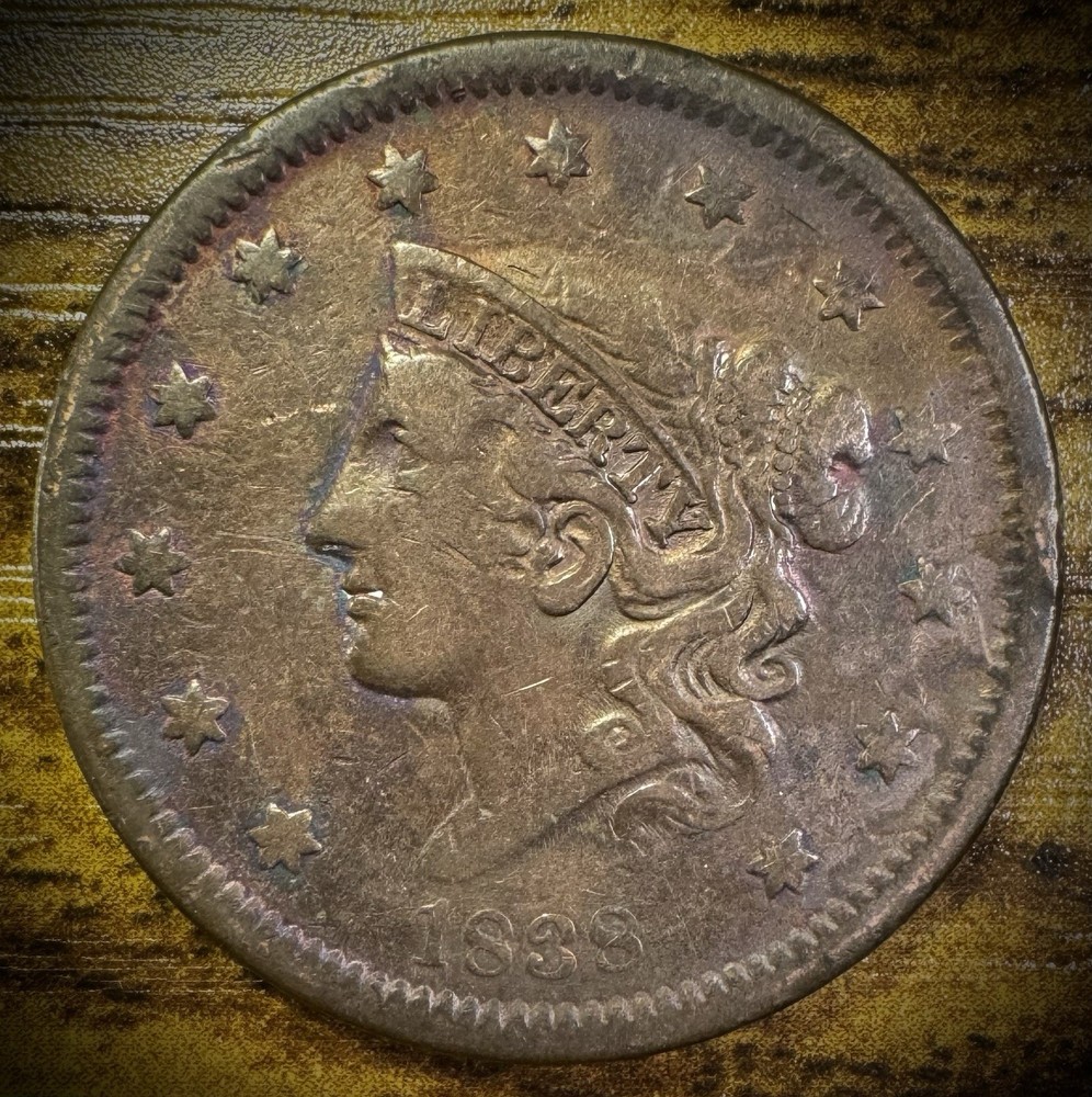 1838 Large Cent Coronet Head Matron Style