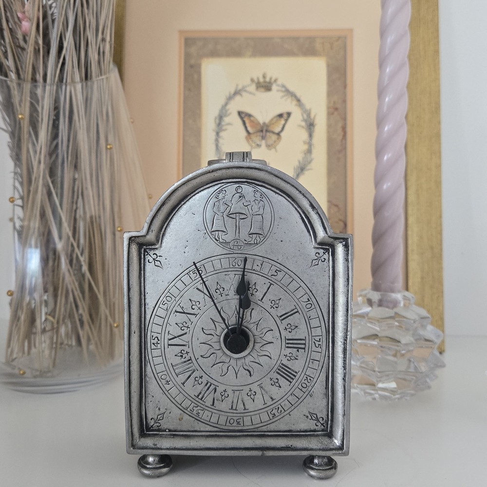Vintage Heliocentric Copernicus Solar System Pewter Mantle Clock
