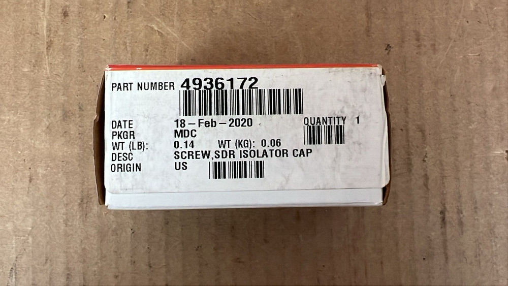 Cummins Cap Isolator SRD Screw P/N 4936172