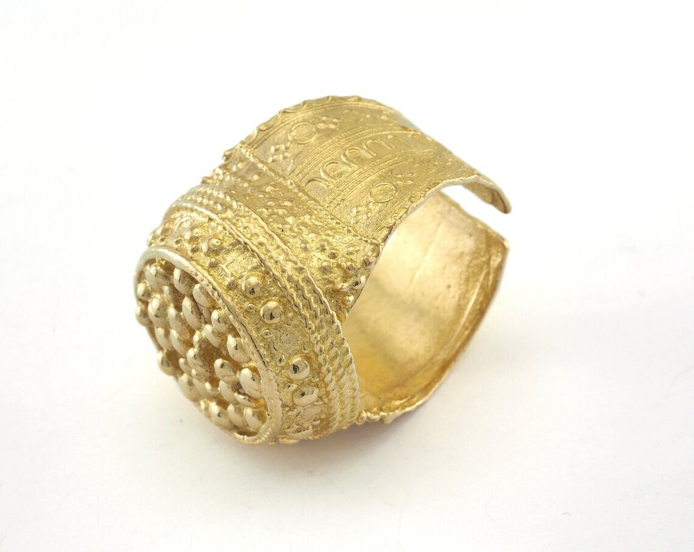 Dotted Adjustable Raw Brass (22.5mm 13US inner size) 3362 ring34