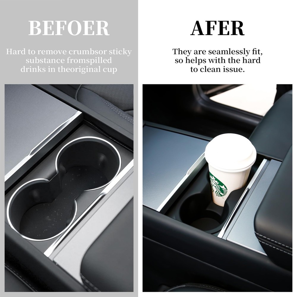 Cup Holder Insert for Tesla Model Y & Model 3 Removable, Washable Accessory