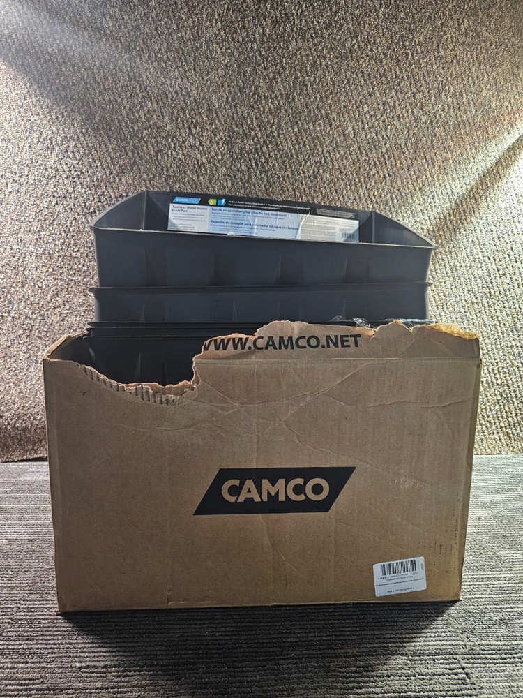 (QTY 6) CAMCO 11470 Tankless Water Heater Drain Pan Plastic W/PVC Fittings