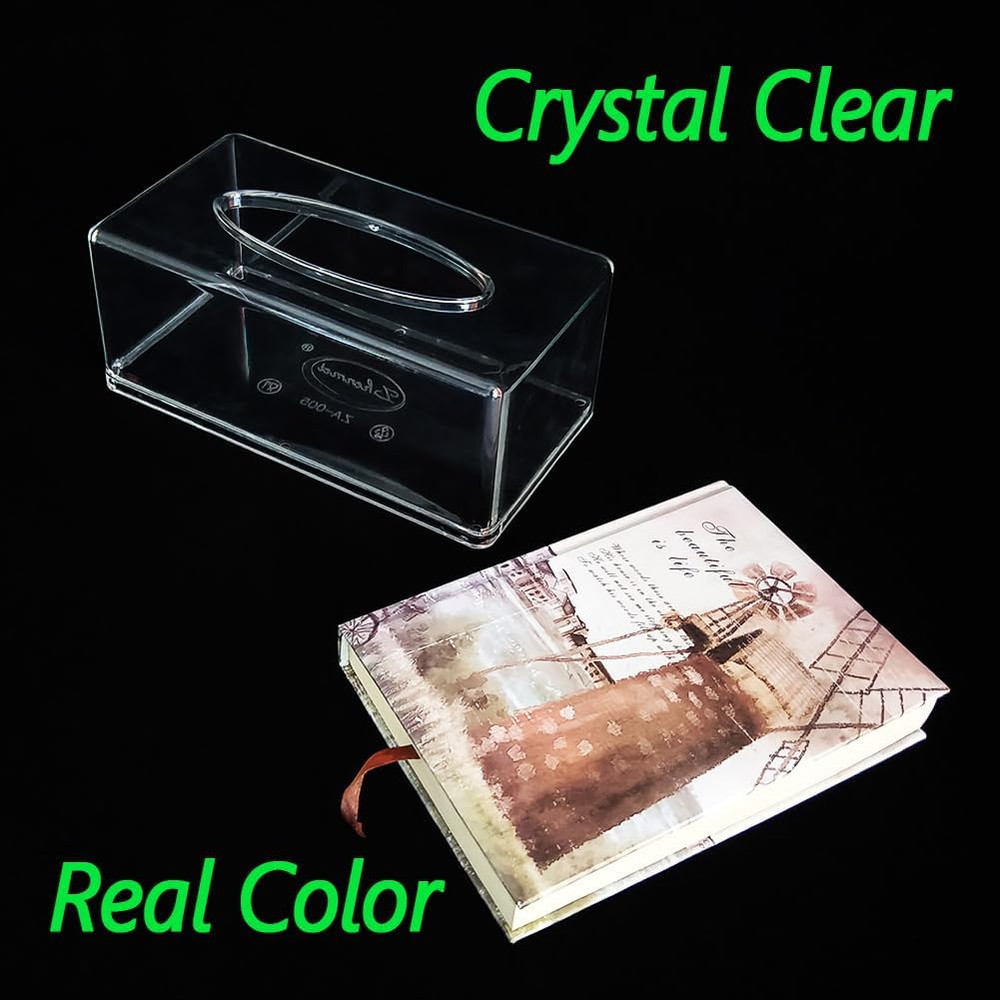 Clear Acrylic Tissue Box Holder Rectangular Bathroom & Kitchen Organizer
