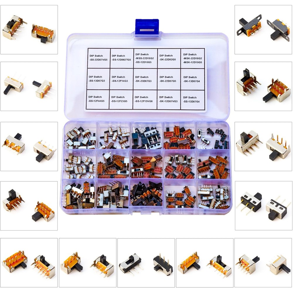 Slide Switch Assorted Kit Mini Micro PCB Panel Slide Switch 2Pin 3Pin 4Pin ON...