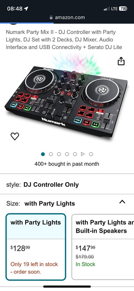 Numark Party Mix II Double Deck Controller with Party Lights