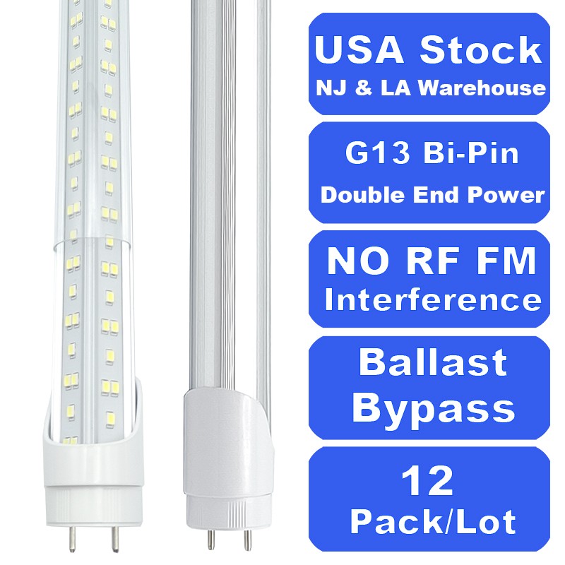 25 Pack 4’ led bulbs 2 pin 72W 7200Lm Daylight 6500k T8 4Ft Led Light No Ballast