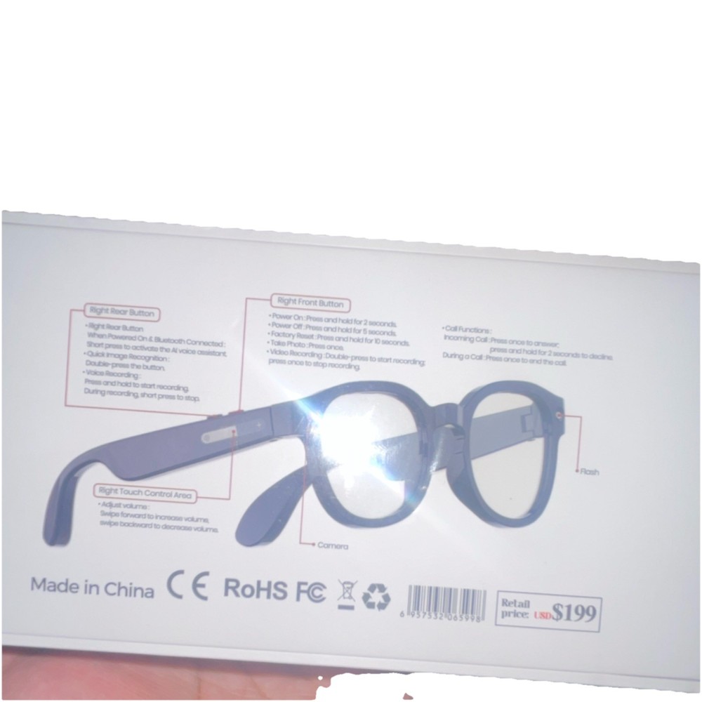 AiMB-S1 AI Smart Glasses with Touch Control, Camera, Bluetooth Connectivity