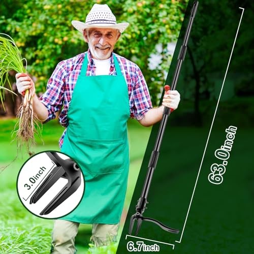 Weed-Puller-Tool-with-Long-Handle, 63" Adjustable Stand Up Weeding Tool with