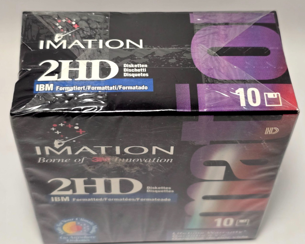 Imation 2HD 1.44MB IBM Formatted Diskettes 10 Pack Sealed