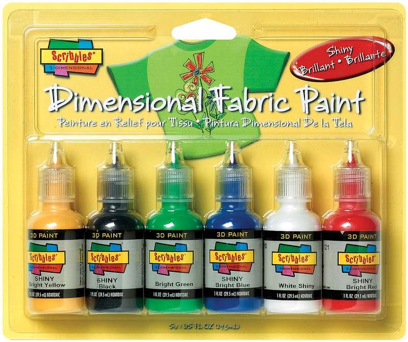 Scribbles 3d Fabric Paints 1oz 6/Pkg Shiny