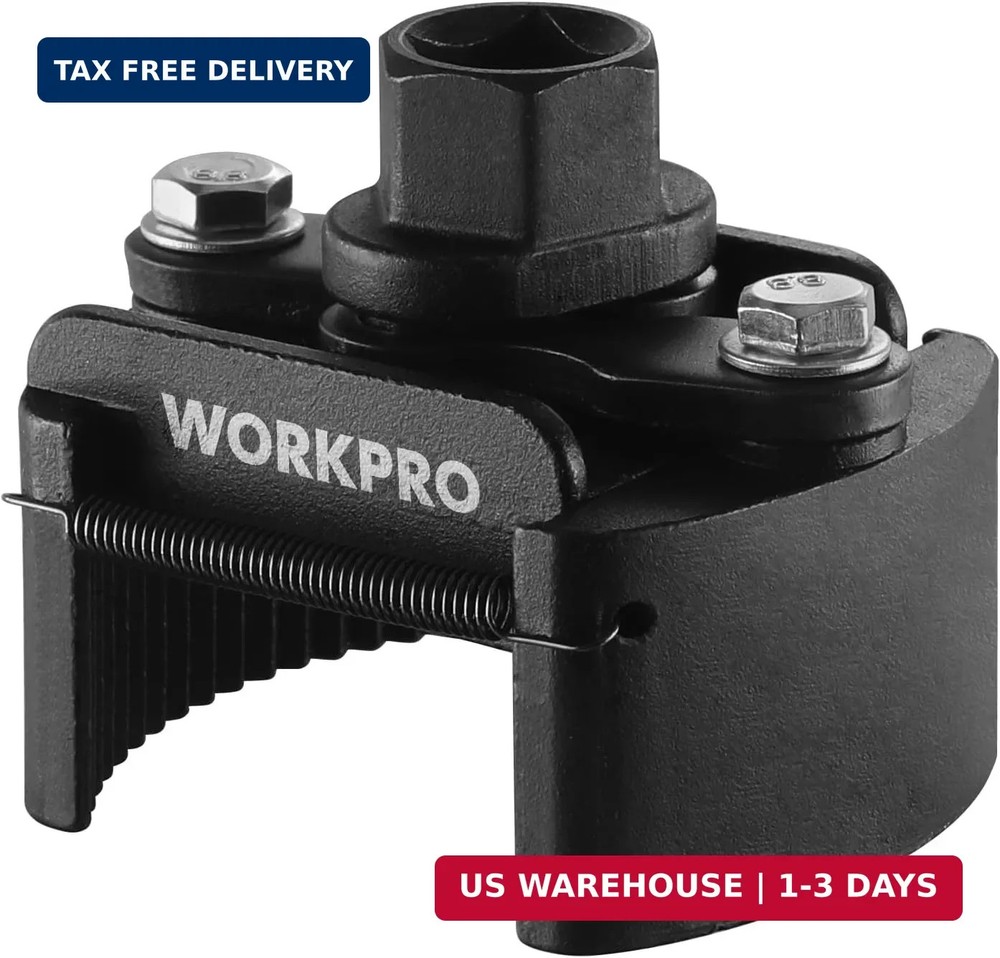WORKPRO Universal Oil Filter Wrench (60-80mm) Adjustable with Auto-Clamp Spring,