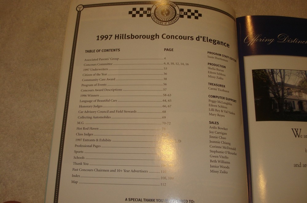 Program from the 41st Annual Hillsborough Concours D'Elegance 1997