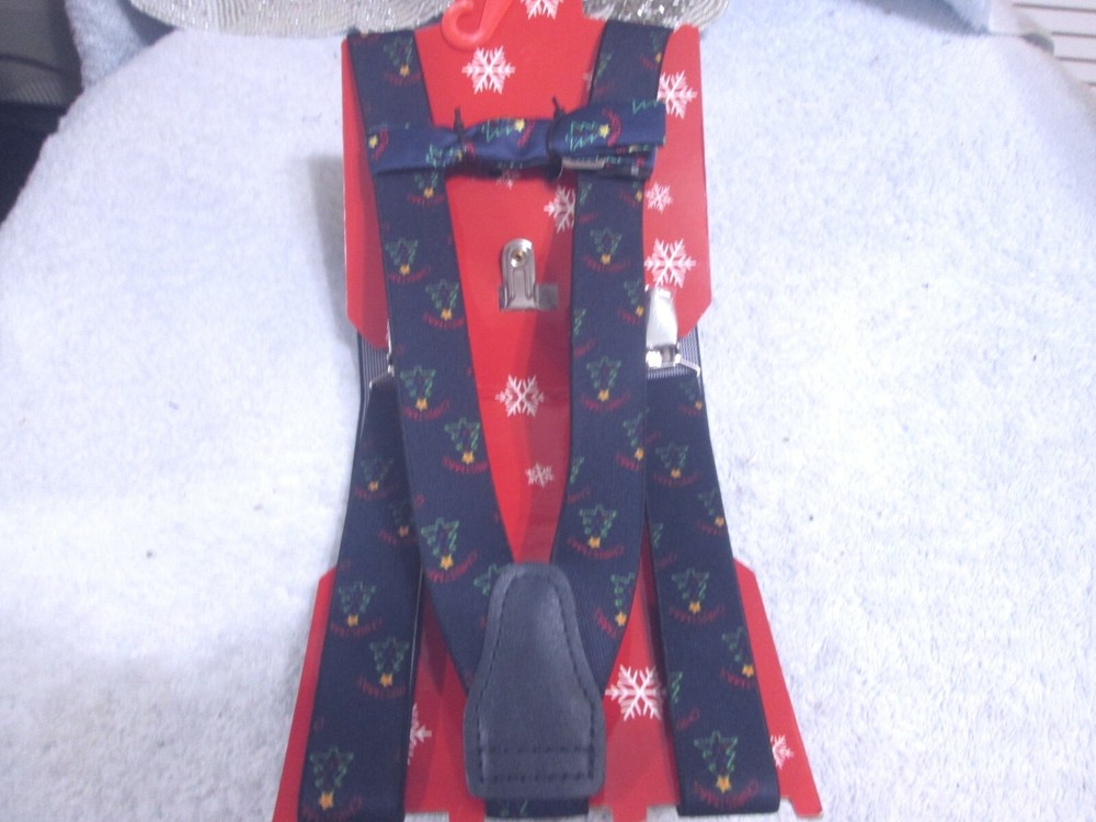 Christmas Tree Bow Tie & Suspenders New By Joy