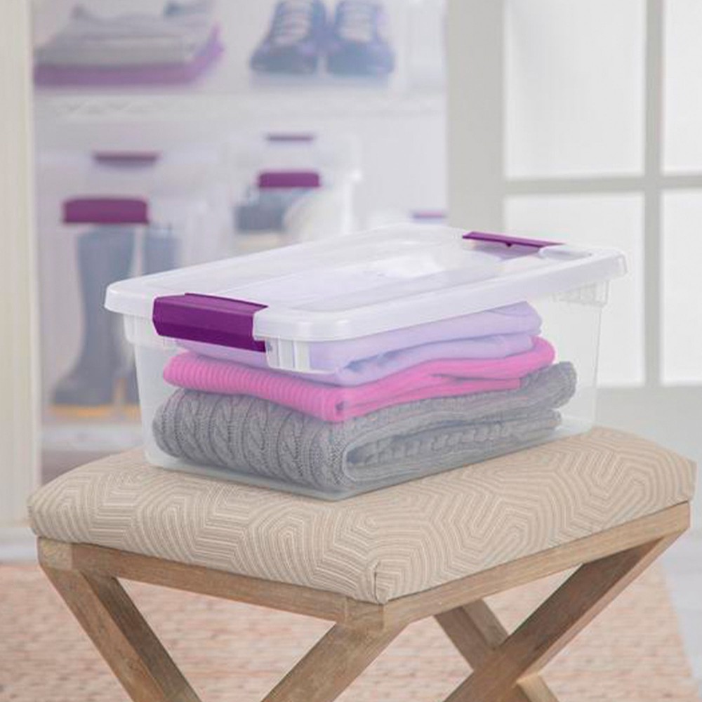 Sterilite 15 Qt. Plastic Stackable Storage Container with Lid, Clear (12 Pack)