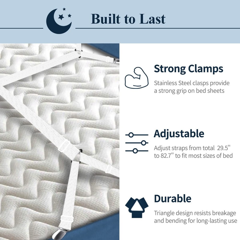 2PCS Sheet Straps Adjustable Bed Sheet Fasteners Non Slip Clips