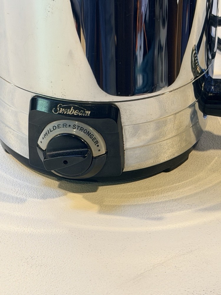 1950s Sunbeam Electric Percolator Coffee Maker Adjustable Strength Silver