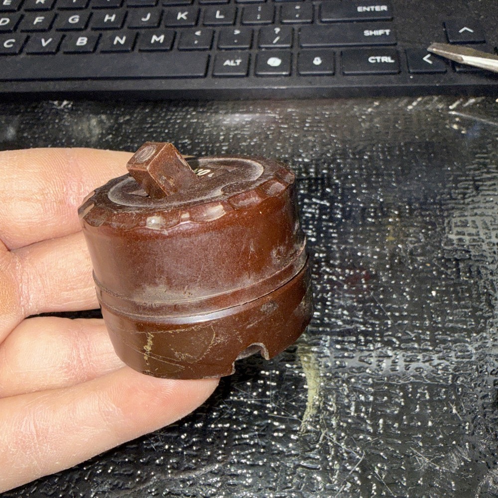 Vintage Round Surface mount Toggle Light Switch Bakelite early 1900s