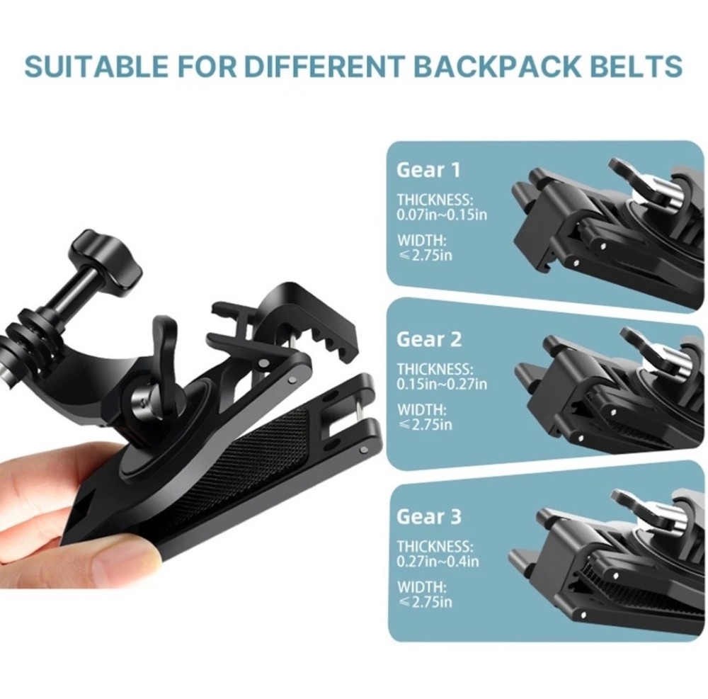 Multi-Function 360 °rotatable Base Backpack Strap Mount for Go Pro Hero12 11 10