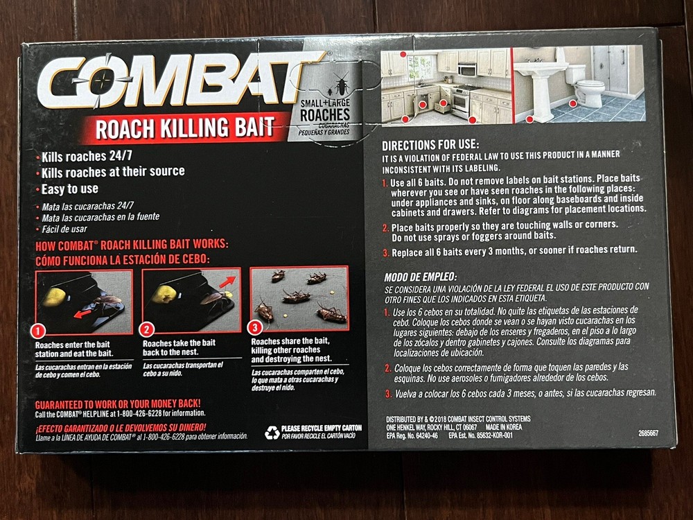 Combat Roach Killing Bait Stations for Small and Large Roaches, 6 Count