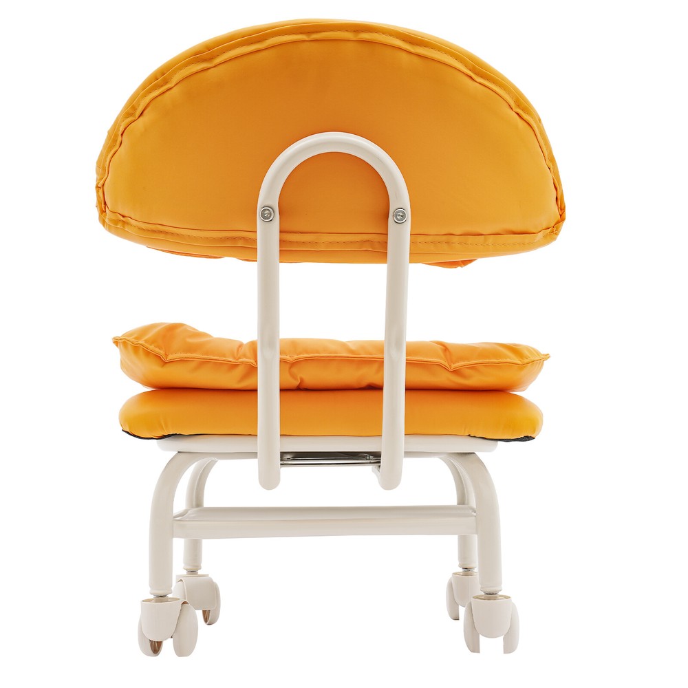 Orange Rolling Stool with Back Rest Heavy Duty Rolling Stool Roller Chair