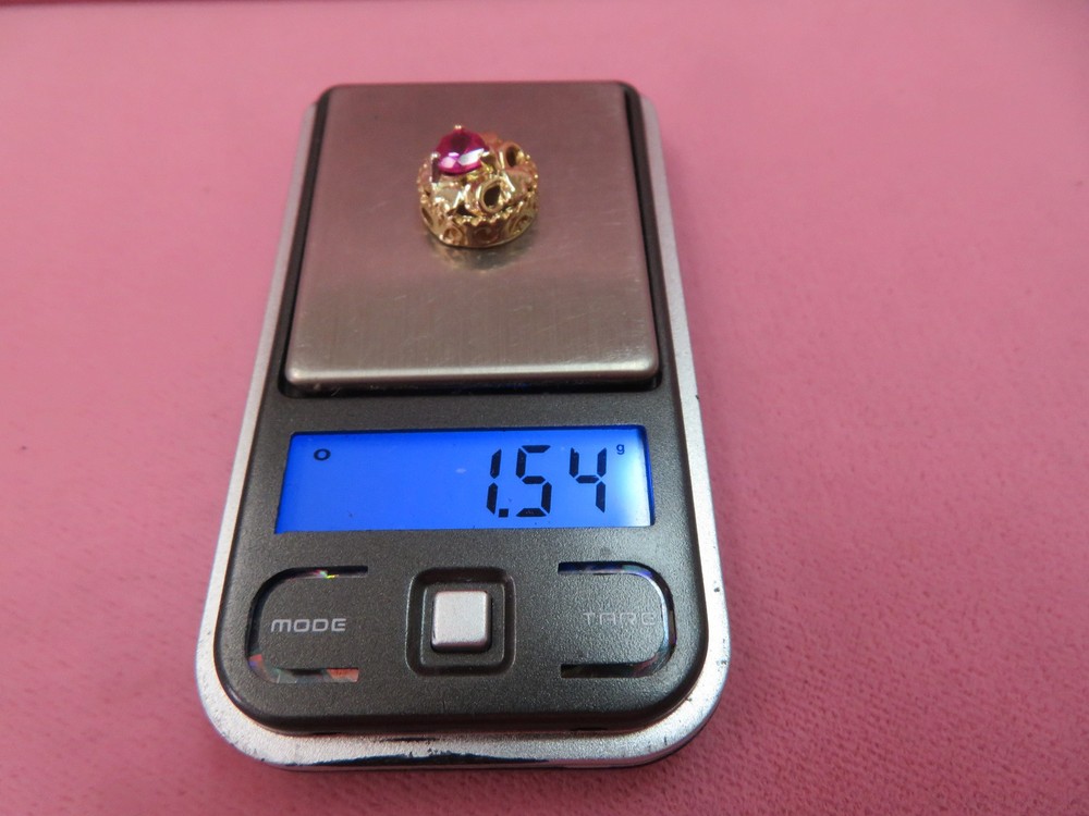 OMG 10K Solid Yellow Gold Heart Ruby Slide Charm for Bracelet