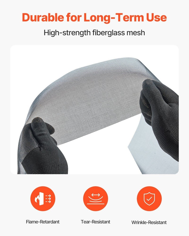 Sturdy Fiberglass Window Mesh 100ft x 48in Replace Easy Install