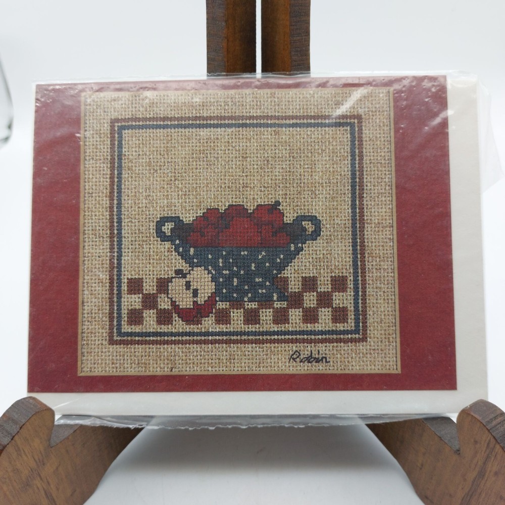 Vintage Apple Basket Cross-Stitch Pattern