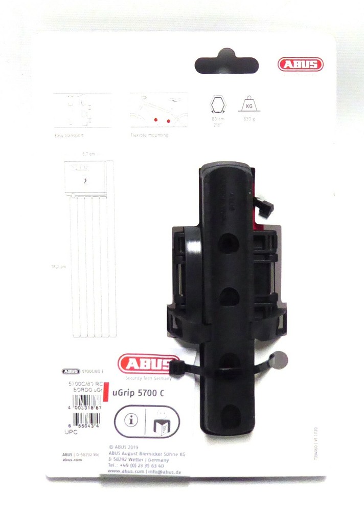 Abus uGrip Bordo 5700c Folding Lock 80cm, Red