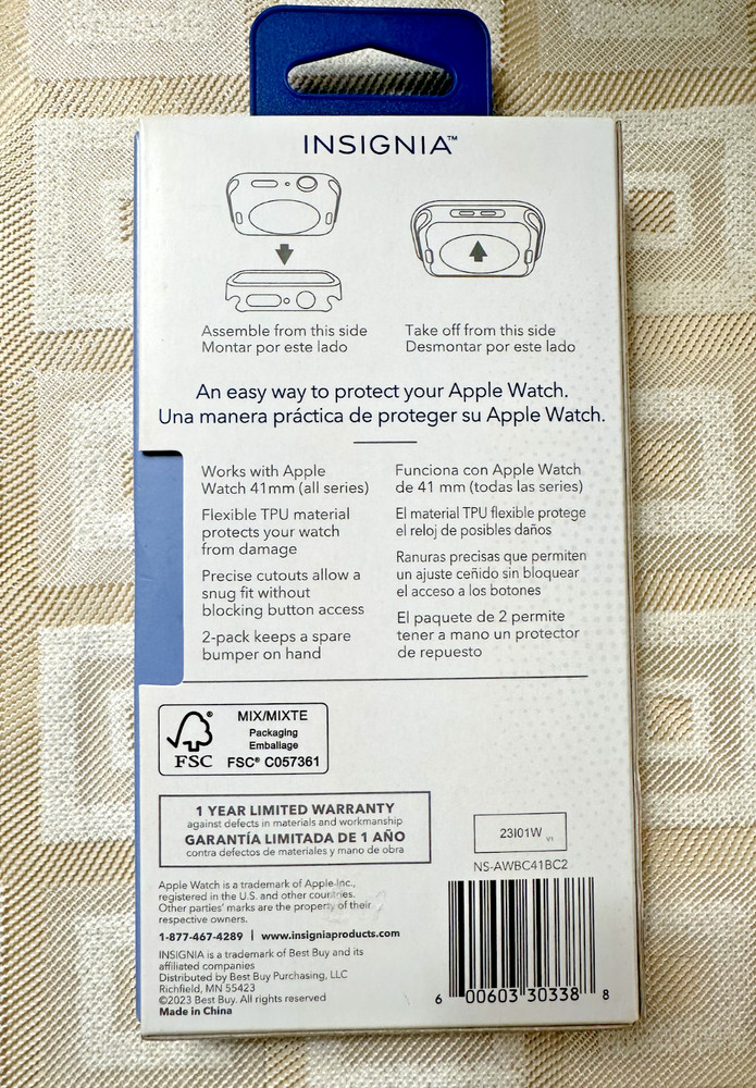 Insignia Bumper Case for Apple Watch 41mm (2-Pack Black/Clear)