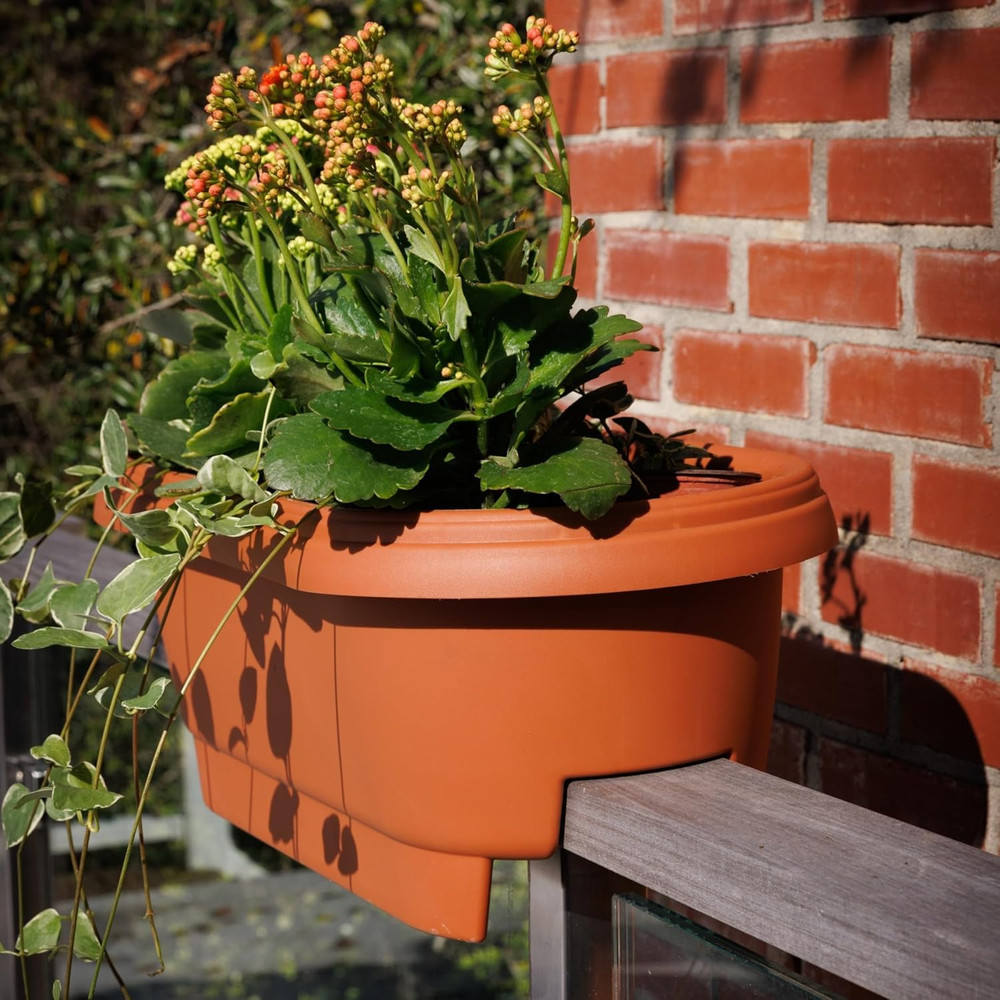 Bloem Deck Balcony Rail Planter: 24" - Terra Cotta