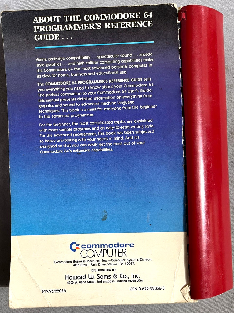Red Plastic Commodore 64 Programmers Reference Guide CBM 1984 used worn a bit