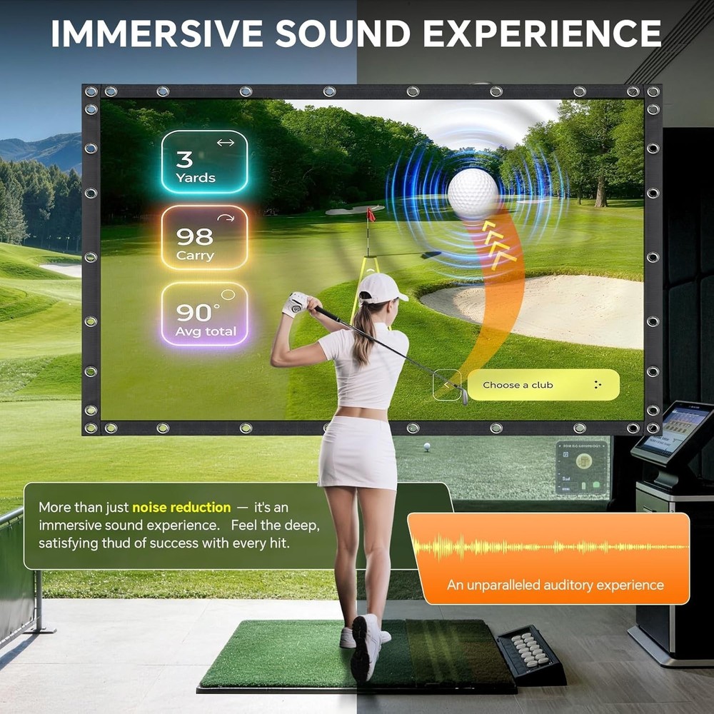 14x9 Golf Simulator Impact Screen Triple Layer Projector Screen Indoor Training