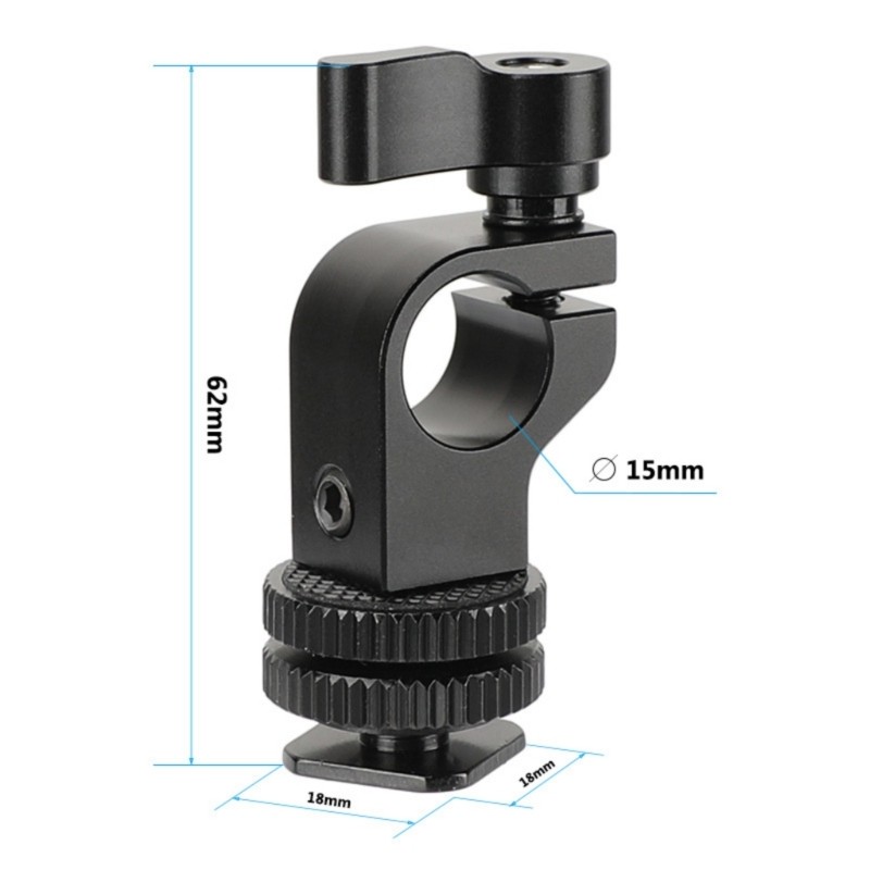 Universal 15mm Single Rod Clamp Pipe Hole Mount Solution with 1/4-20 Adapter