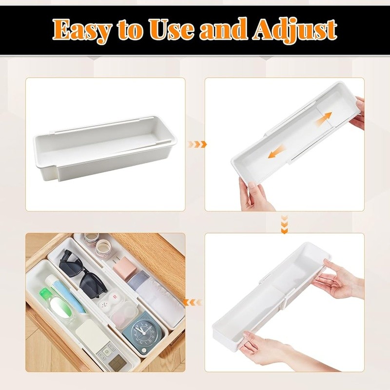 Adjustable Drawer Organizer W/ Double Layer Design Kitchen Bathroom Office New