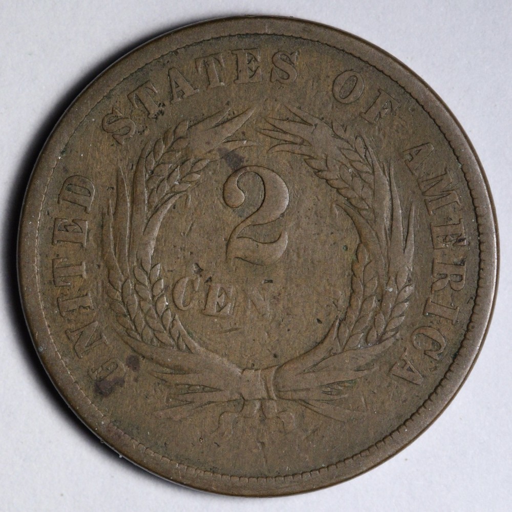 1864 Two Cent Piece OBV DIE CRACK E363 IOT