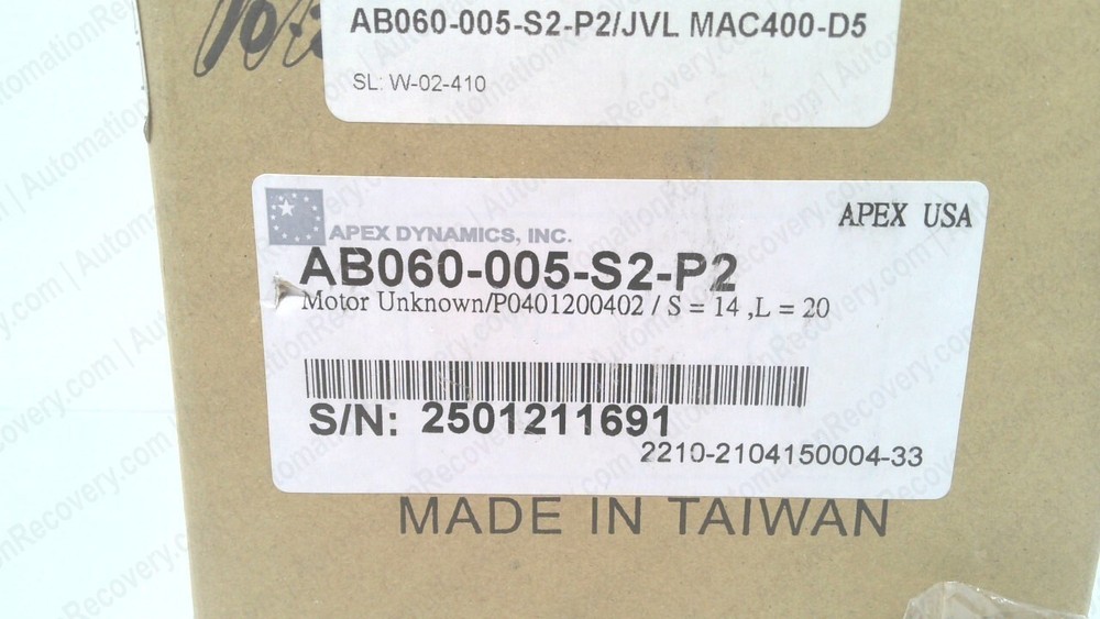 APEX DYNAMICS, INC AB060-005-S2-P2,, NEW #333131