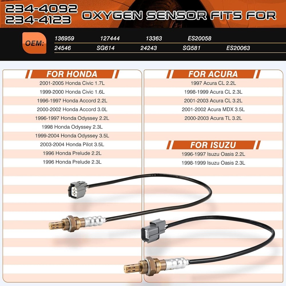 2Pcs Oxygen O2 Sensor Upstream Downstream Compatible with Honda Civic 2001-2005