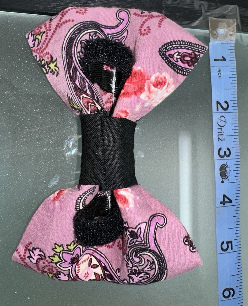 Handmade Over The Collar medium Pet Bow - Floral Pattern #2