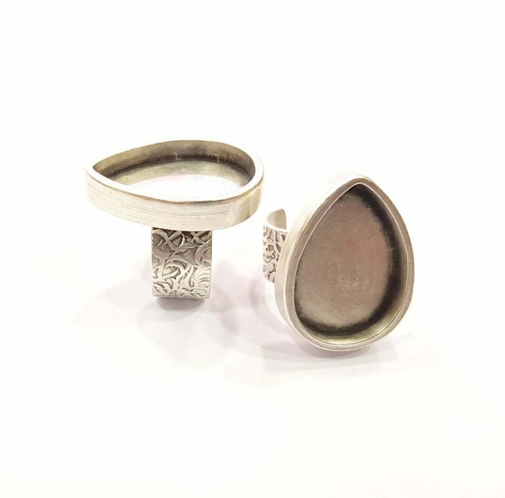 Branch Ring Blank Setting Base Bezel inlay Backs Cabochon Antique Silver