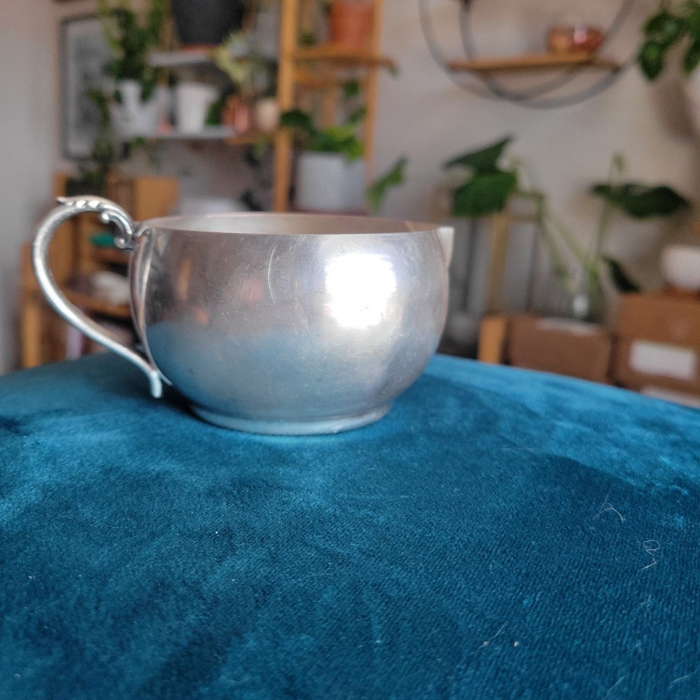 Silverplated Cup with Pouring Spout and Ornate Handle