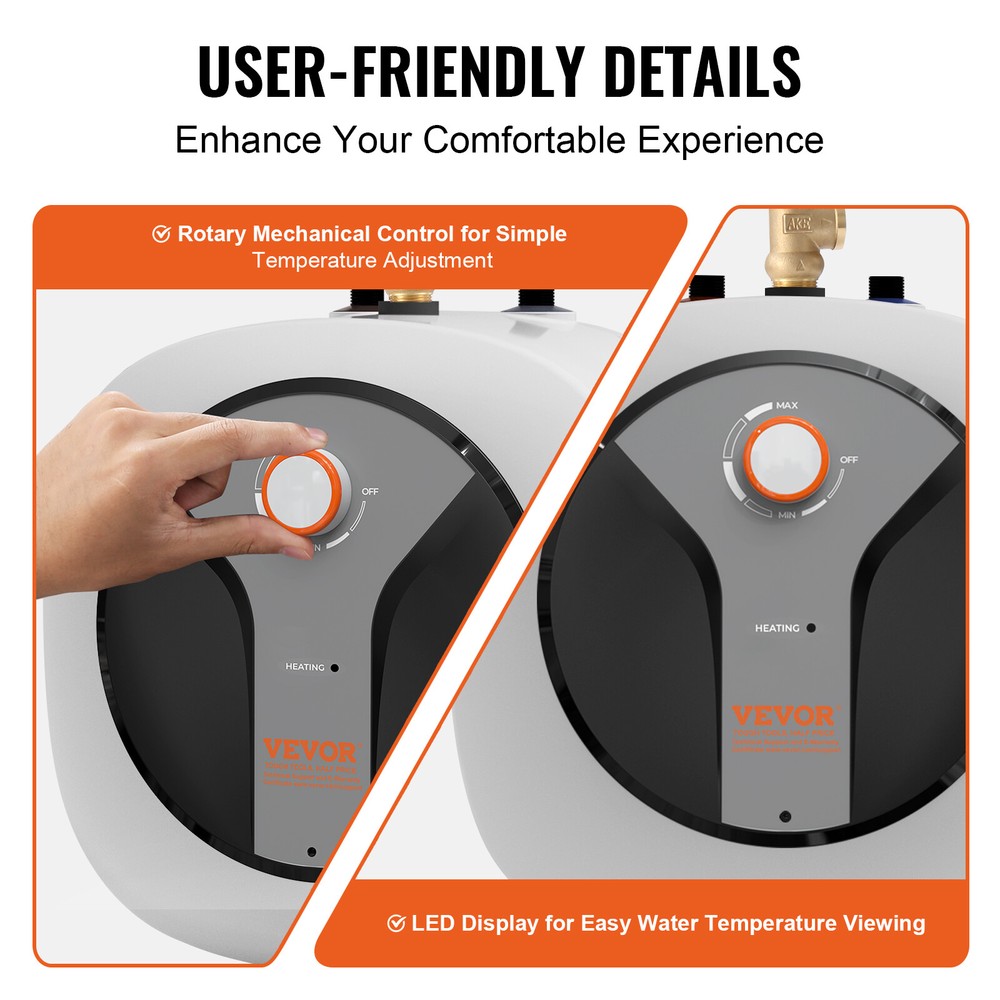 VEVOR 4 Gallon Electric Mini Tank Hot Water Heater Kitchen Sink Compact 1440W