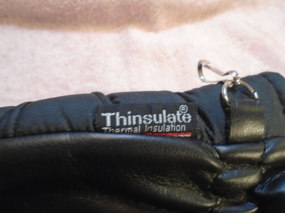 Black Leather Thinsulate Lined Gloves Women's One Size