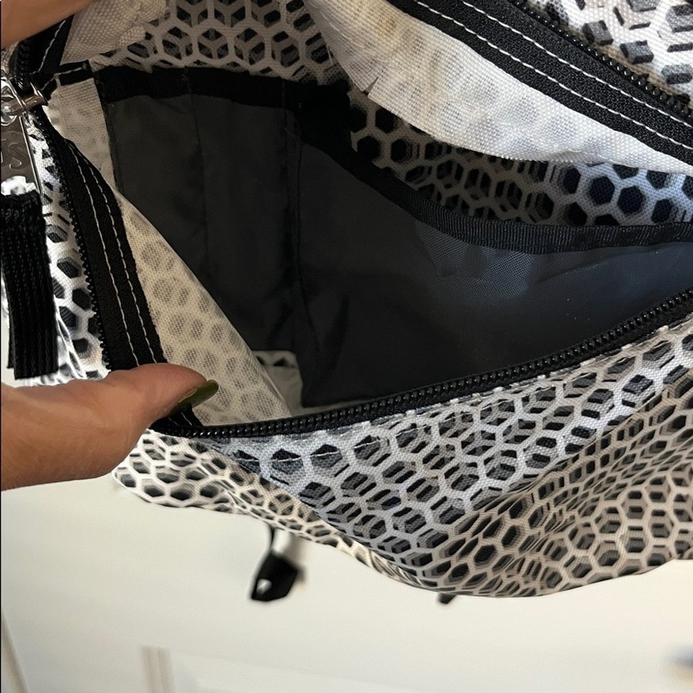 EUC Jansport Monochrome Textured Backpack - Black, Grey & White