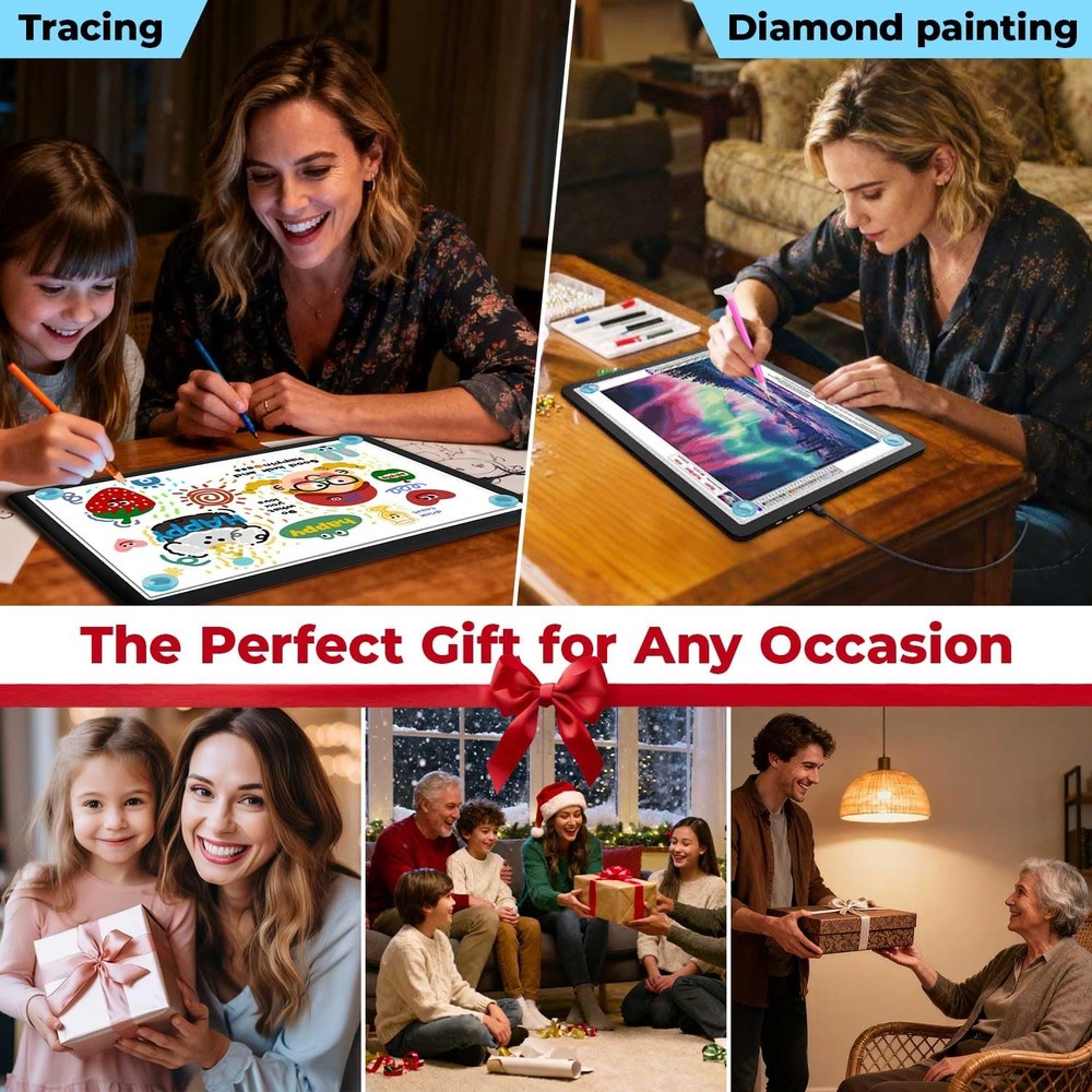 A4 LED Copy Board Light Tracing Box,Super Bright Magnetic Light pad with Side...