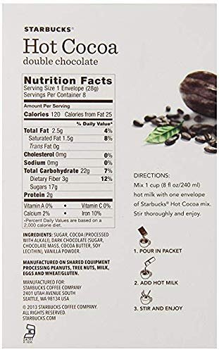Starbucks, Starbucks Double Chocolate Cocoa, 8 Ounce