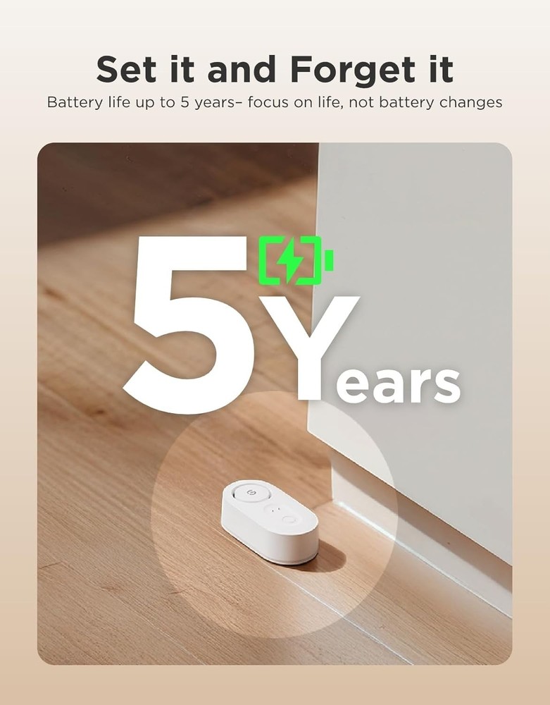 WiFi Water Leak Sensor: 1800ft Coverage, SMS/Email Alerts, 105dB Alarm - 5 Pack