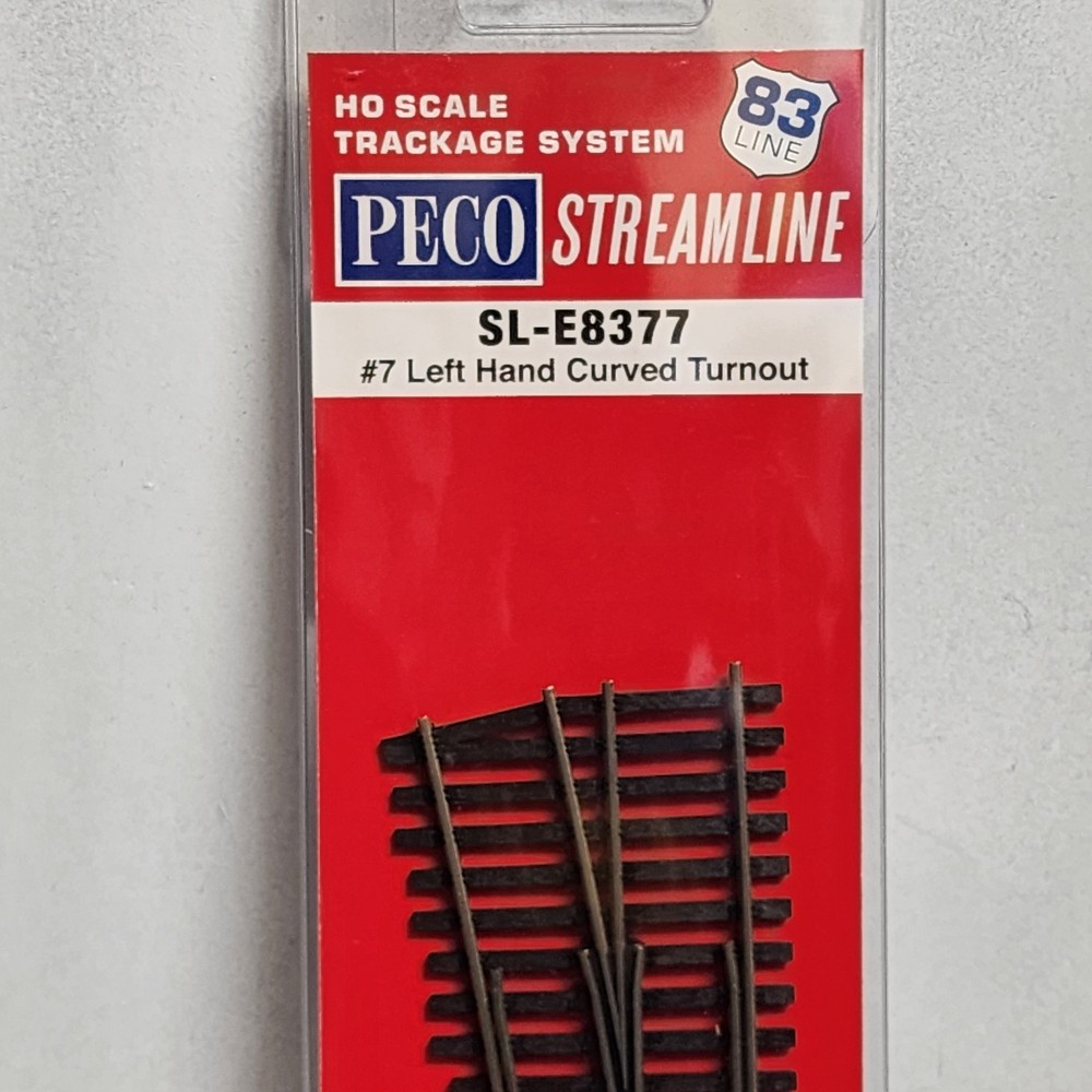 Left Hand #7 turnout curved switch Code 83 Nickel Silver PECO Streamlin SL-E8377